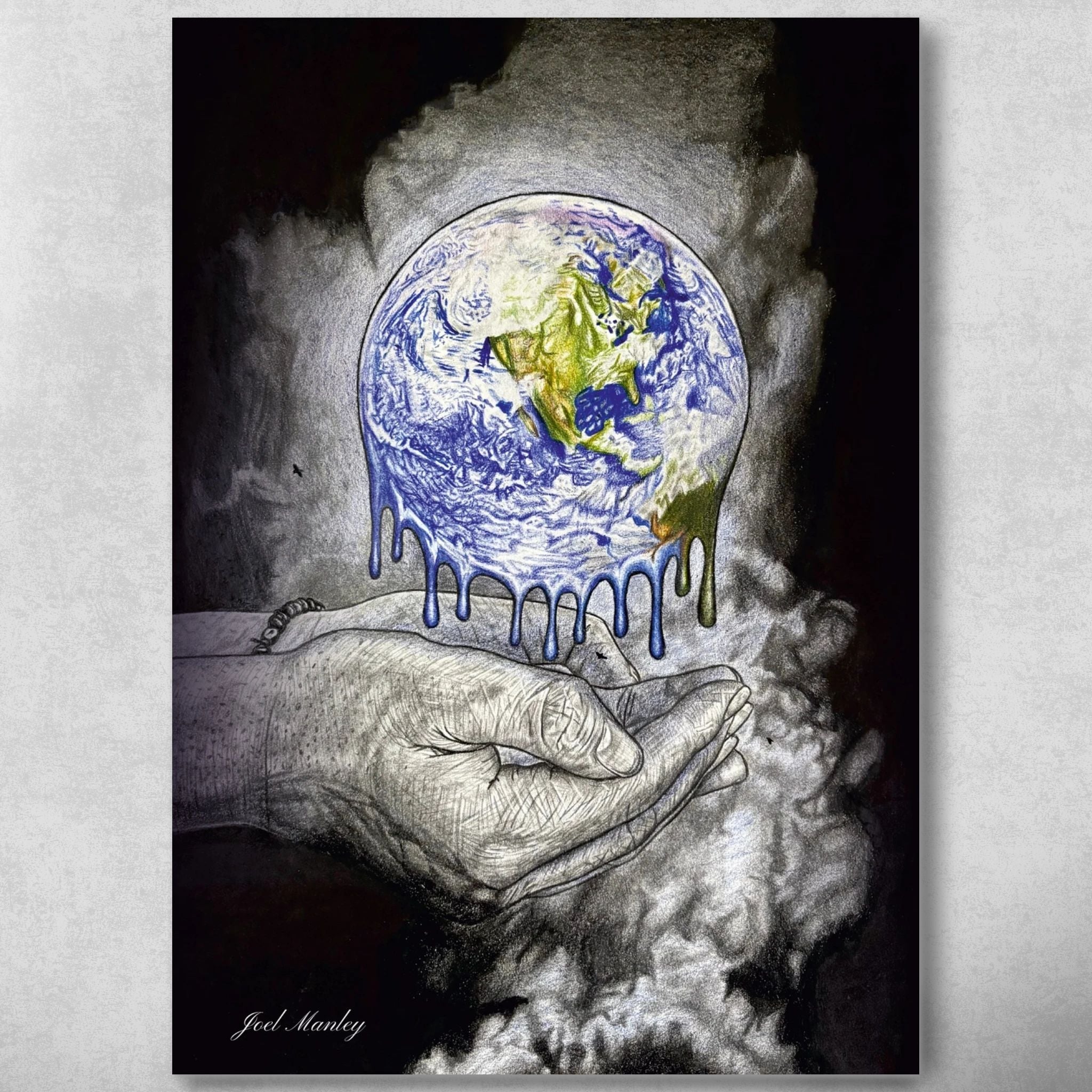 Different World - Pen and Pencil Art Print | Melting Earth Drawing